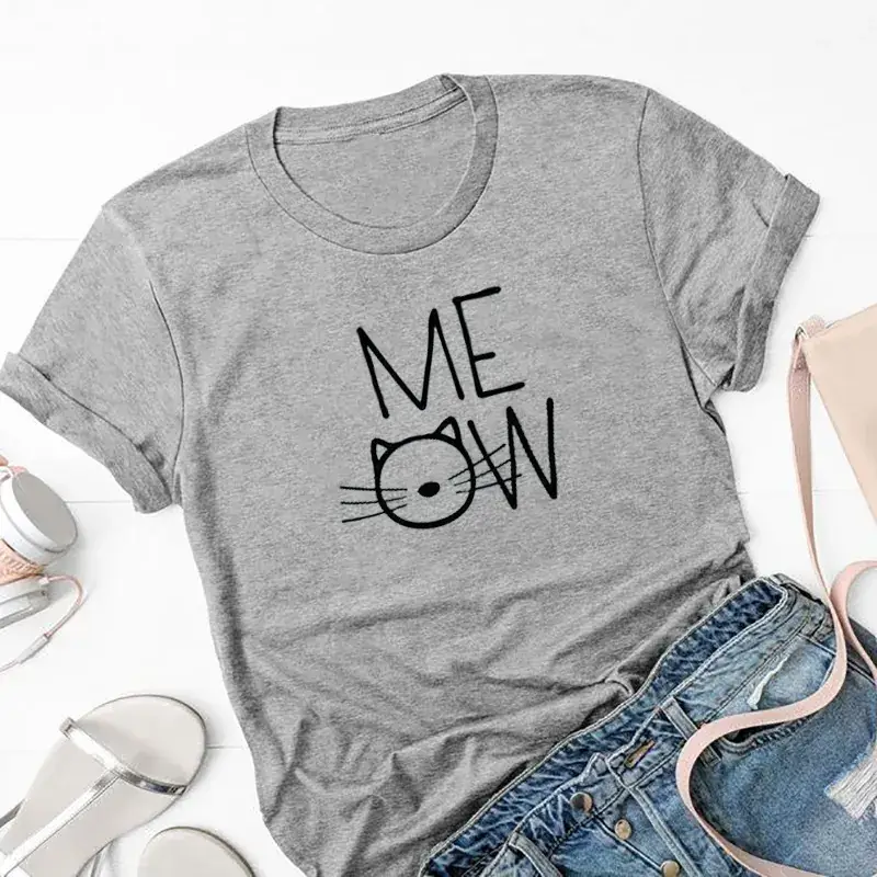 Men's Yellow Meow Cat Graphic T-Shirt - Image 3