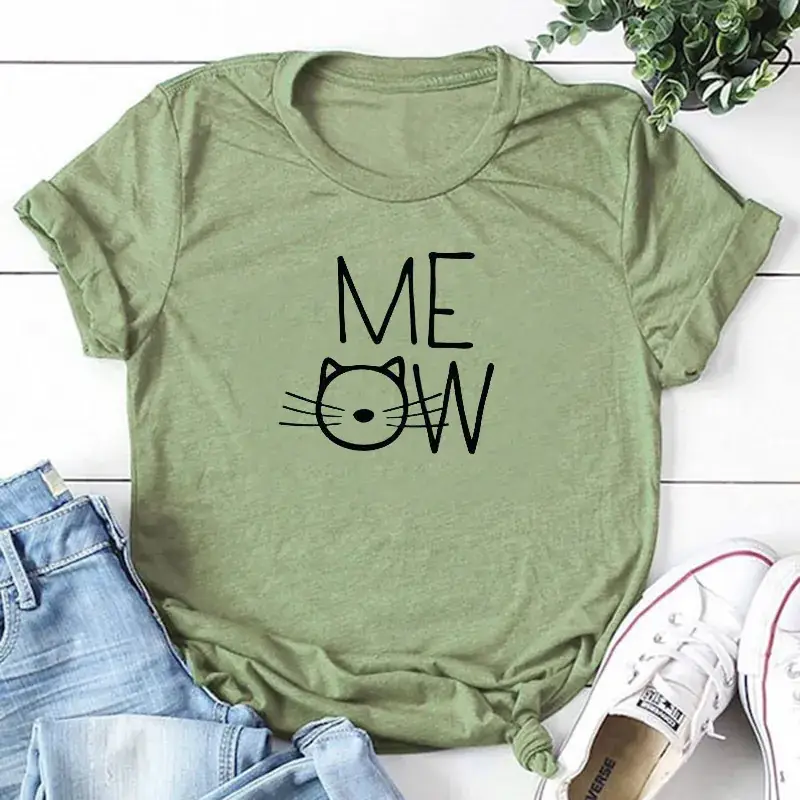 Men's Yellow Meow Cat Graphic T-Shirt - Image 6