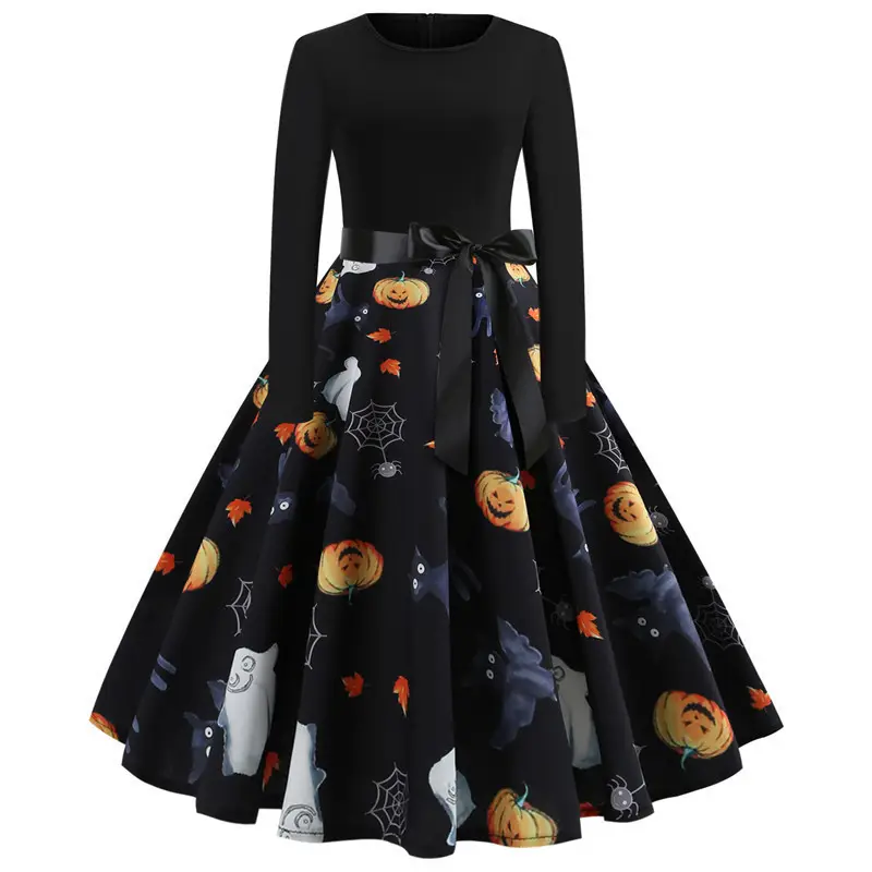 Black Polka Dot Belted Skirt Set for Women - Image 15