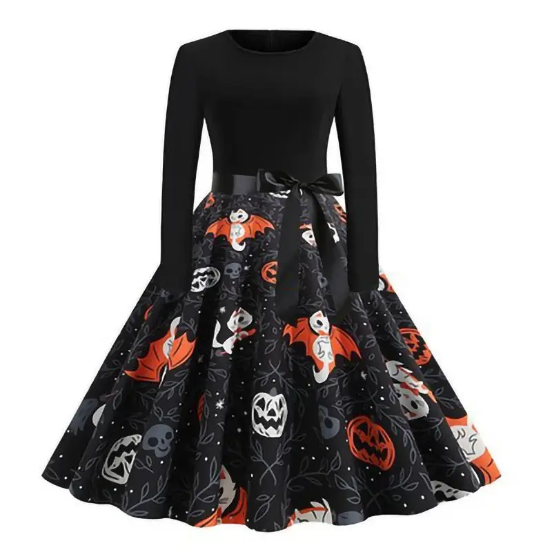 Black Polka Dot Belted Skirt Set for Women - Image 16