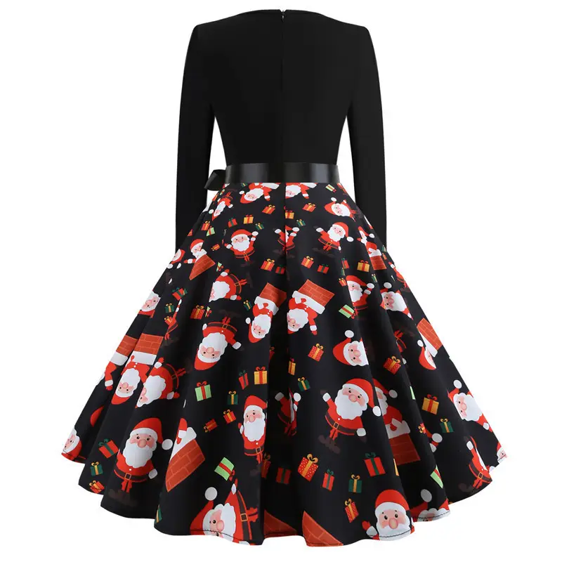 Black Polka Dot Belted Skirt Set for Women - Image 4
