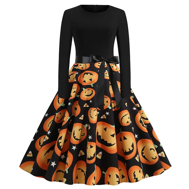 Black Polka Dot Belted Skirt Set for Women - Image 5