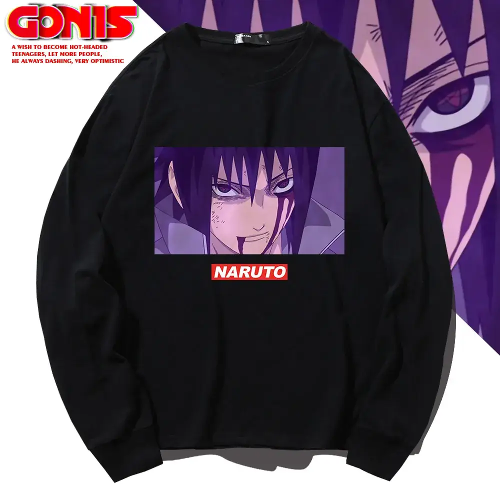 Naruto Sasuke Long Sleeve T-Shirt White Pure Cotton - Image 10