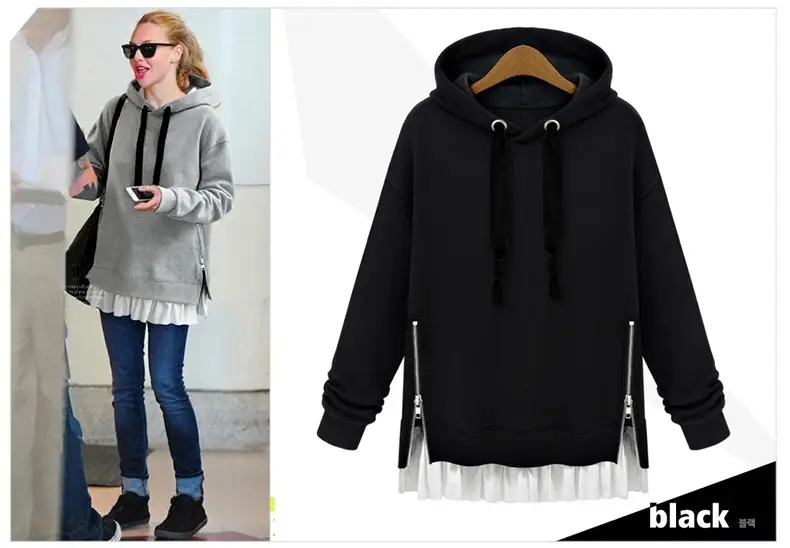 Gray Velvet Hooded Pullover Women Long Sleeve Hooded Sweatshirt — feature 5