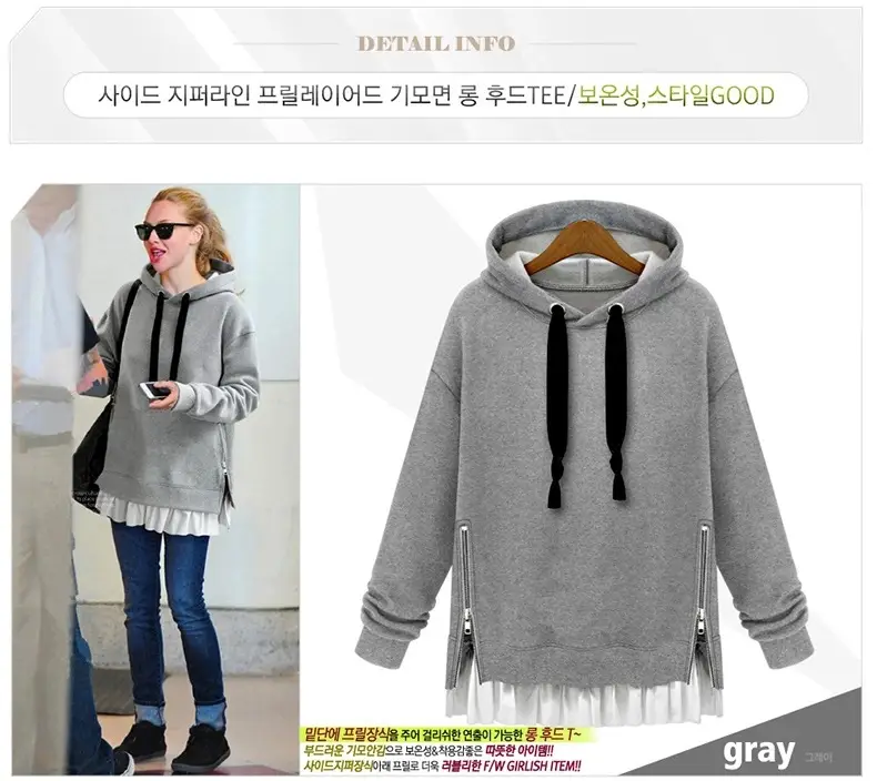 Gray Velvet Hooded Pullover Women Long Sleeve Hooded Sweatshirt — feature 6