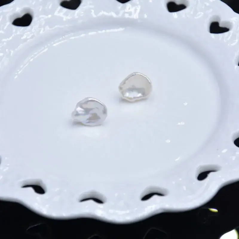 Natural Freshwater Pearl Earrings Small Petal Design 925 Silver - Image 2