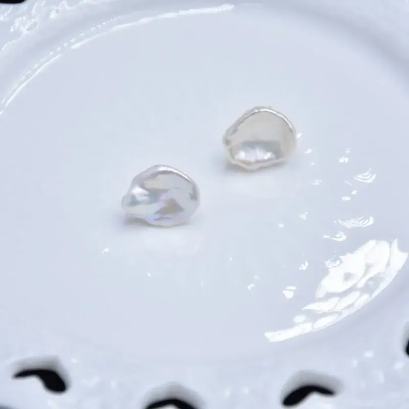 Natural Freshwater Pearl Earrings Small Petal Design 925 Silver - Image 3