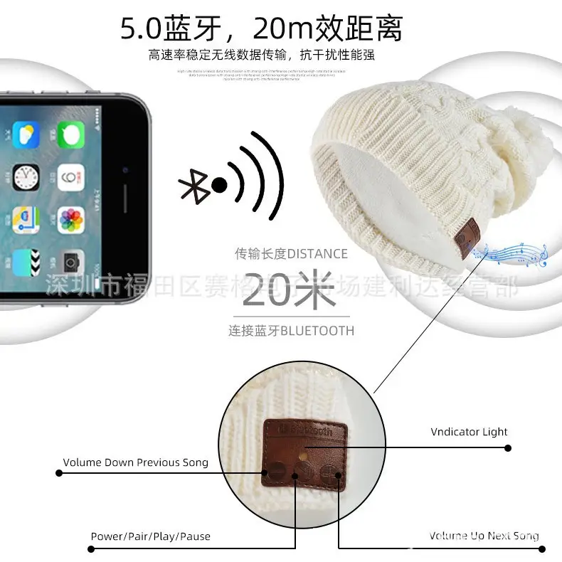 Bluetooth Wireless Headset Hat Velvet Warm - Image 6
