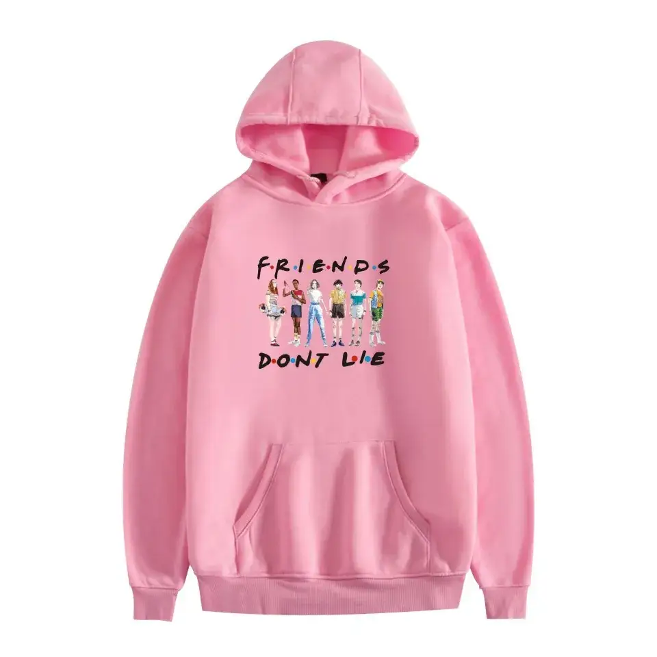 Red Printed Hoodie for Men Women Friends Don't Lie - Image 17