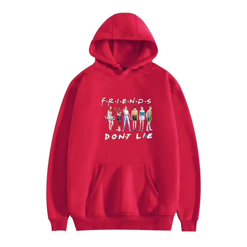 Red Printed Hoodie for Men Women Friends Don't Lie - Image 18