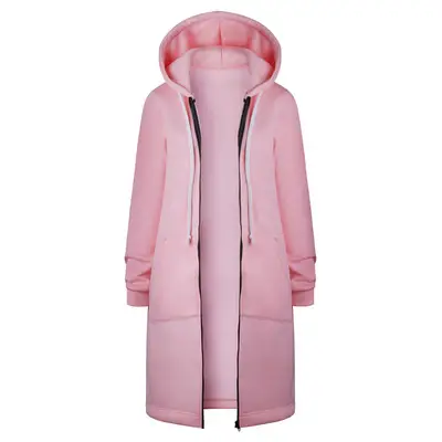 Black Full-Zip Hooded Sweatshirt Women Winter Coat - Image 3