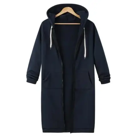 Black Full-Zip Hooded Sweatshirt Women Winter Coat - Image 5