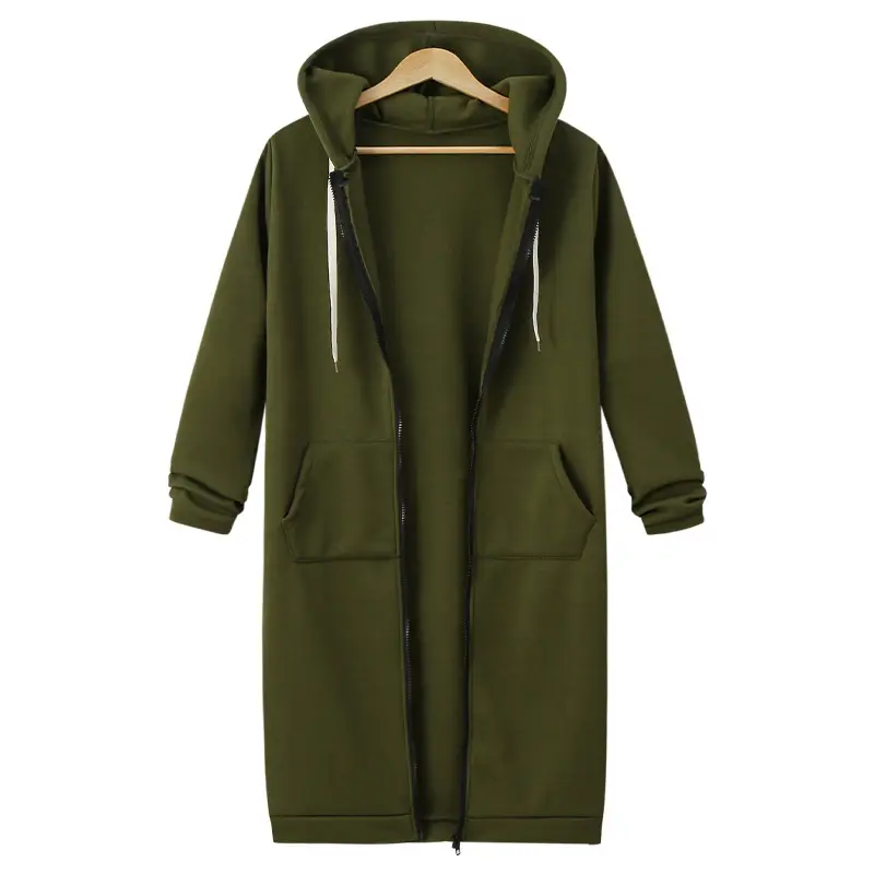 Black Full-Zip Hooded Sweatshirt Women Winter Coat - Image 6