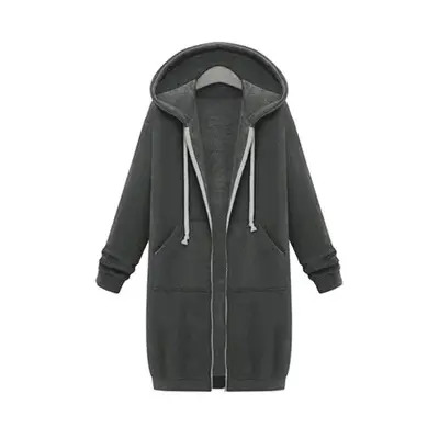 Black Full-Zip Hooded Sweatshirt Women Winter Coat - Image 7