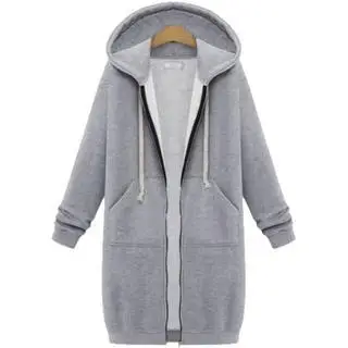 Black Full-Zip Hooded Sweatshirt Women Winter Coat - Image 8