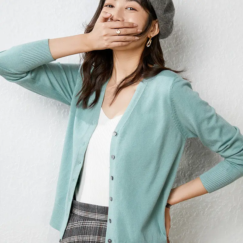 Green Knit Cardigan Women Autumn Winter 2024 - Image 26