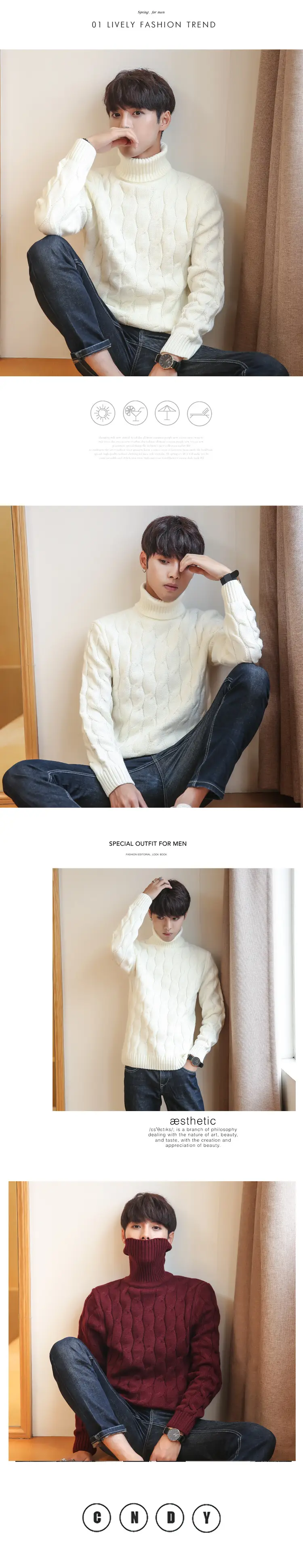 Men Maroon Turtleneck Long Sleeve Sweater — feature 3