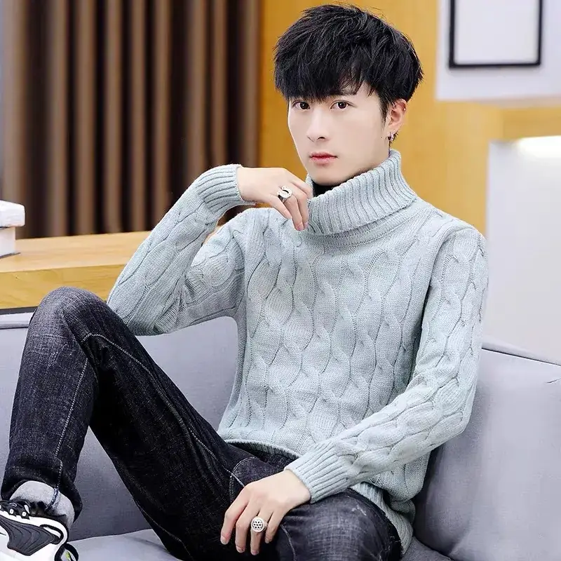 Men Maroon Turtleneck Long Sleeve Sweater - Image 2