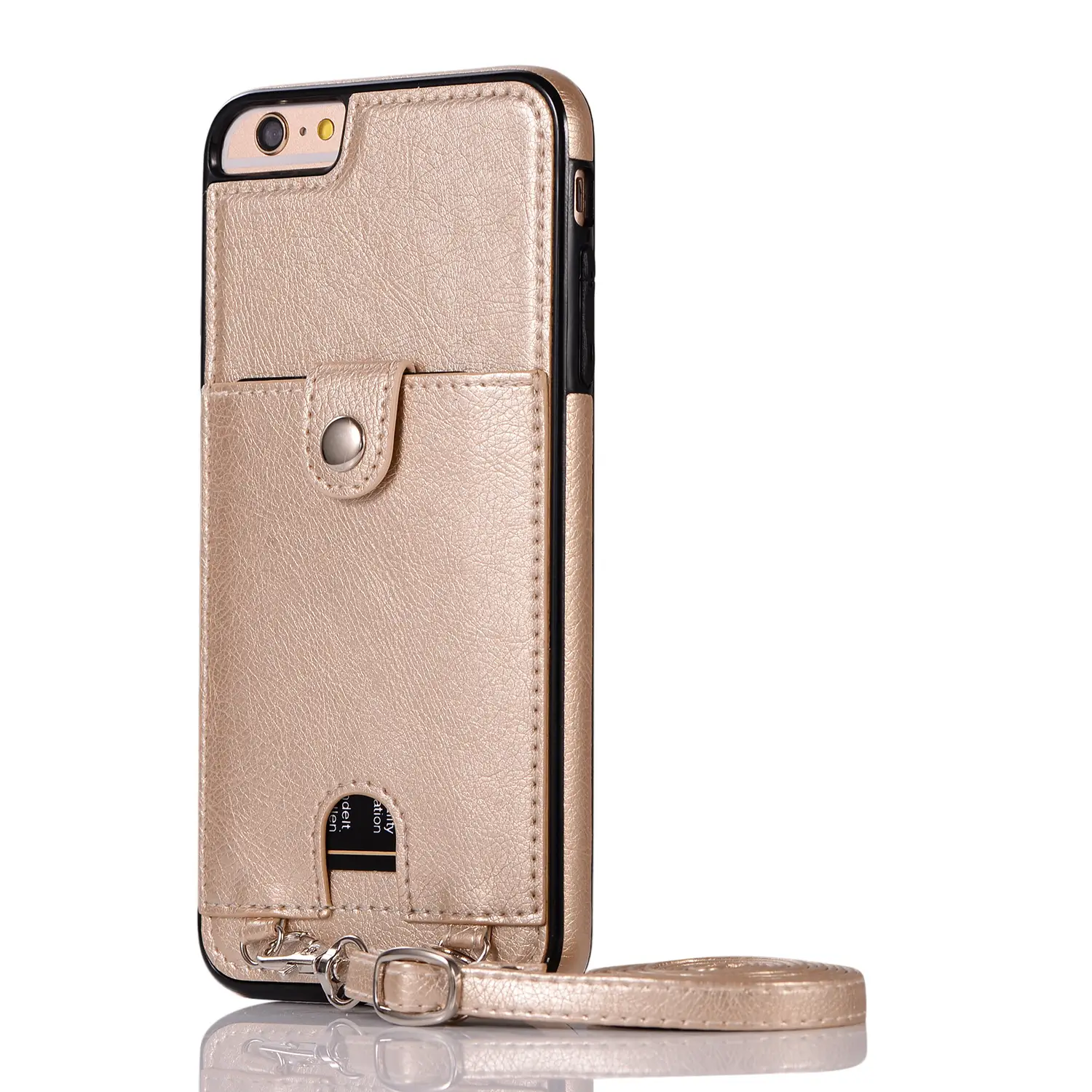 Black Leather iPhone11pro Protective Shell with Detachable Strap - Image 8