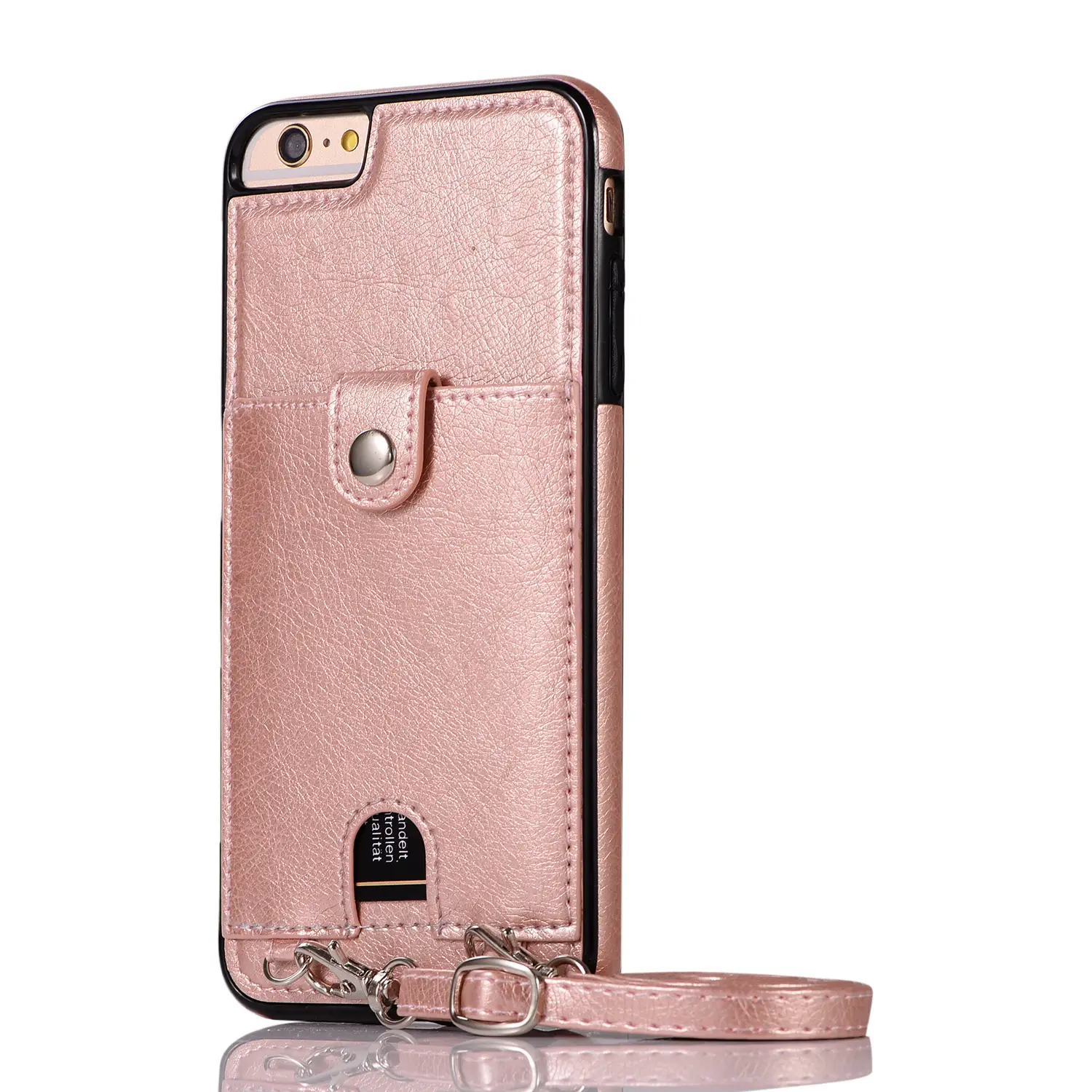 Black Leather iPhone11pro Protective Shell with Detachable Strap - Image 11