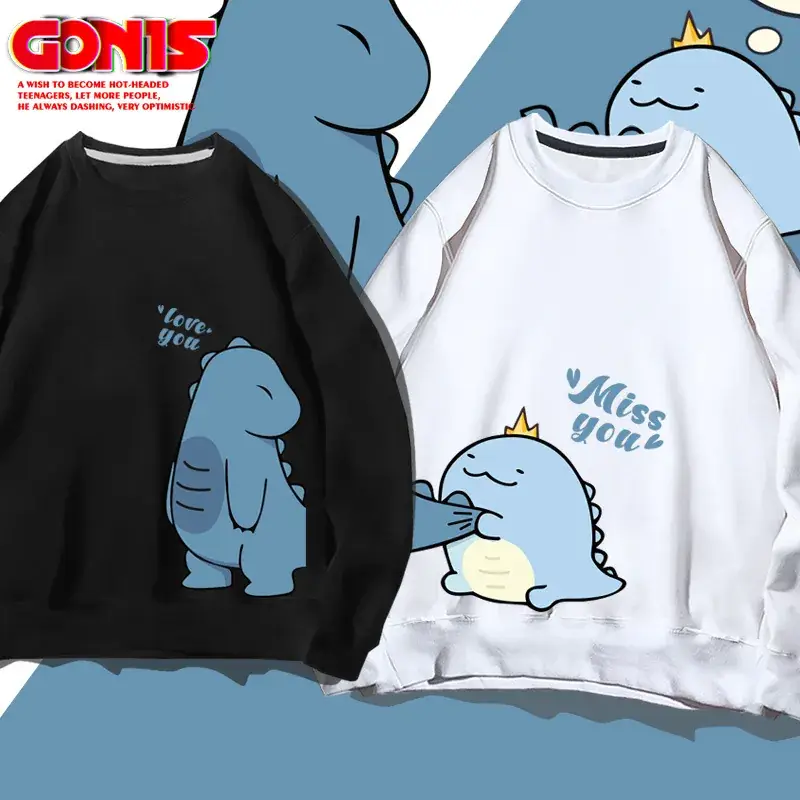 Men Blue Cartoon Crewneck Sweatshirt Spring Autumn - Image 22