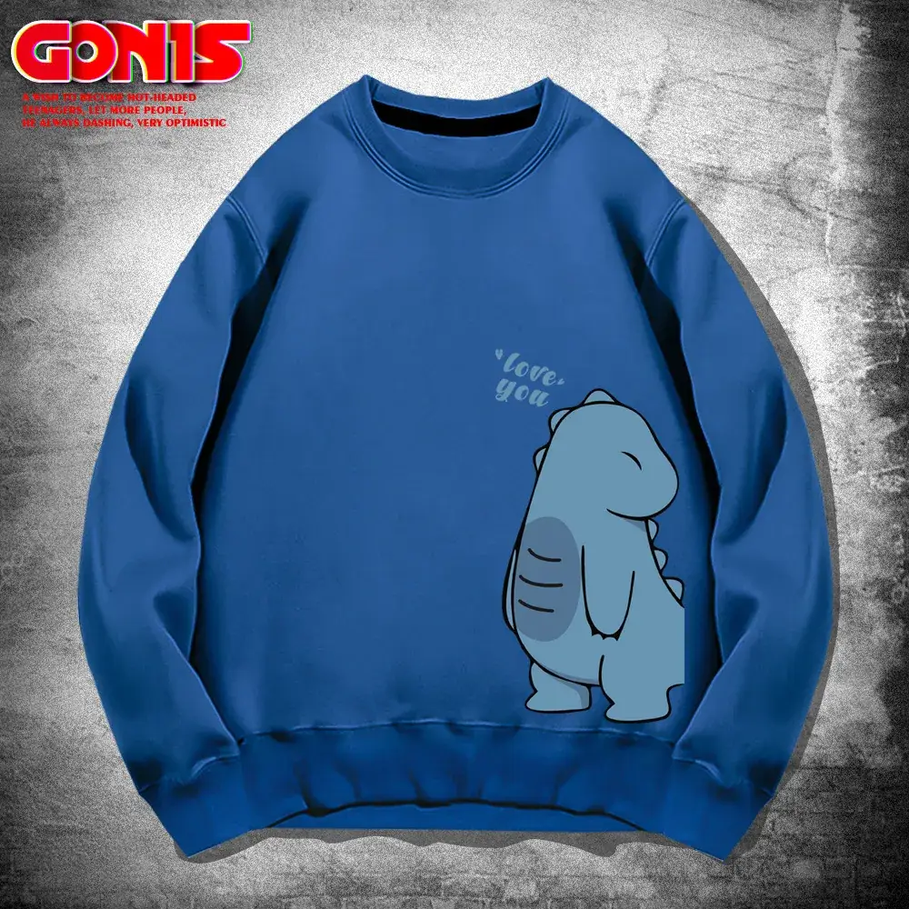 Men Blue Cartoon Crewneck Sweatshirt Spring Autumn - Image 23