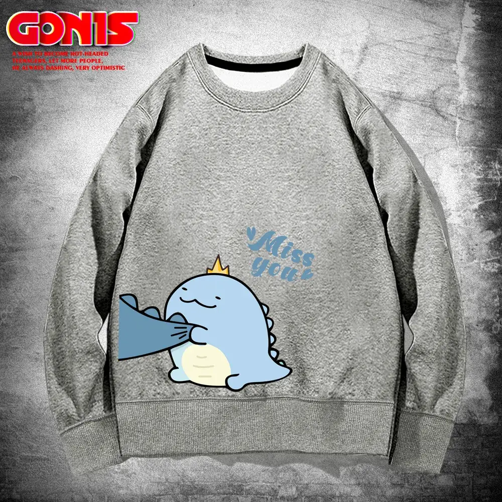 Men Blue Cartoon Crewneck Sweatshirt Spring Autumn - Image 15