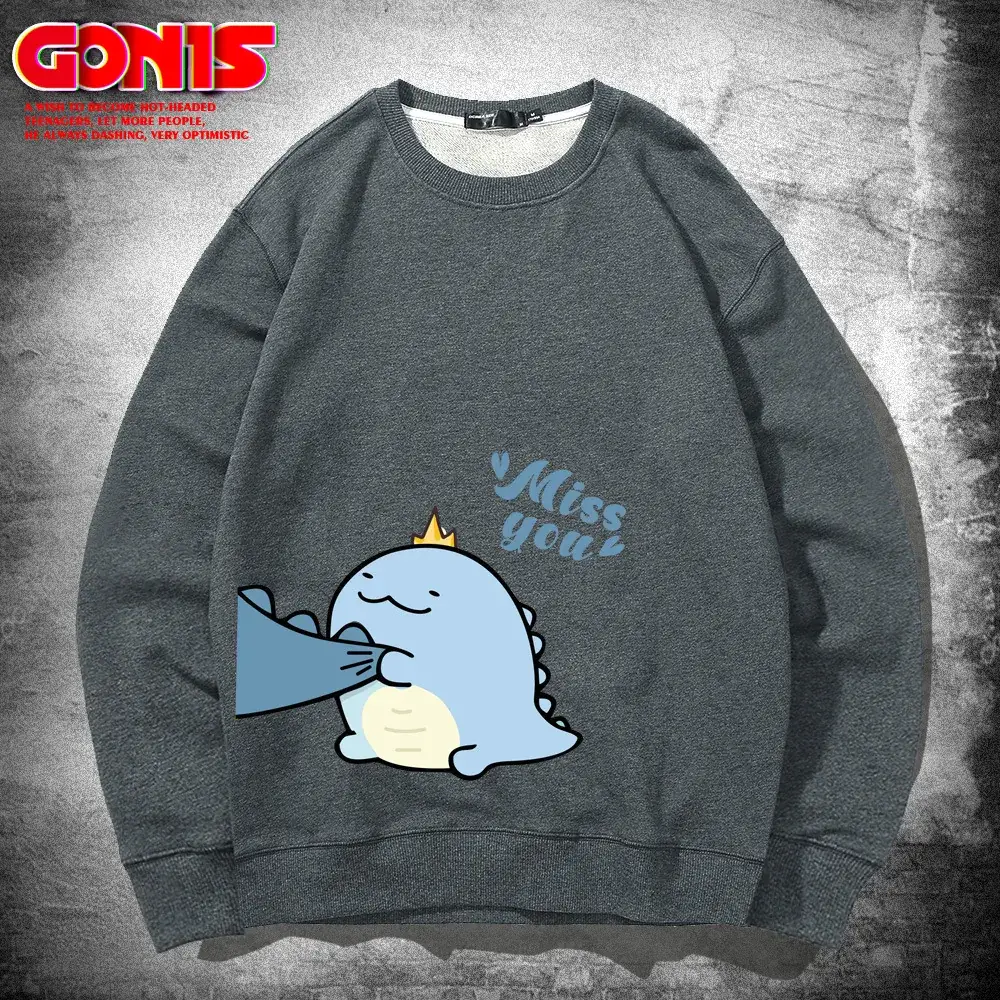 Men Blue Cartoon Crewneck Sweatshirt Spring Autumn - Image 17