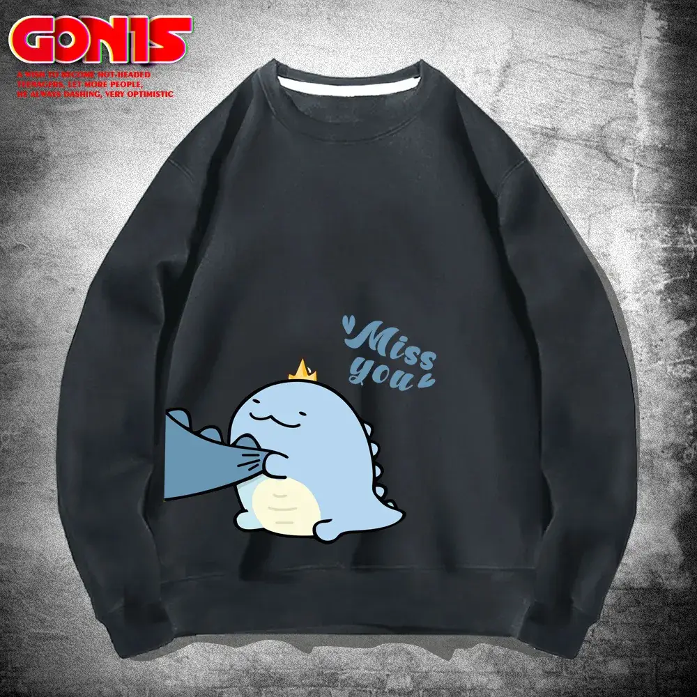 Men Blue Cartoon Crewneck Sweatshirt Spring Autumn - Image 18