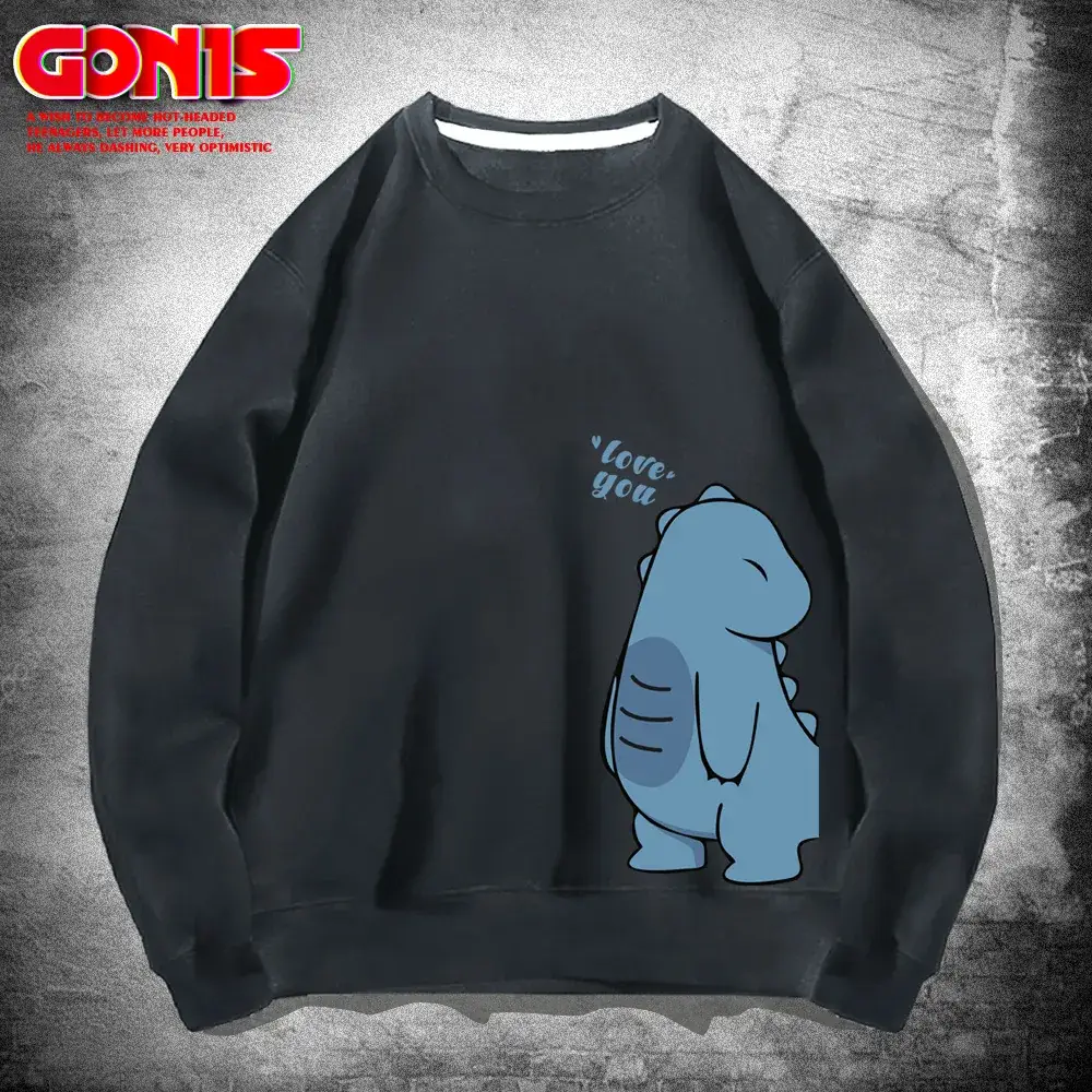 Men Blue Cartoon Crewneck Sweatshirt Spring Autumn - Image 9