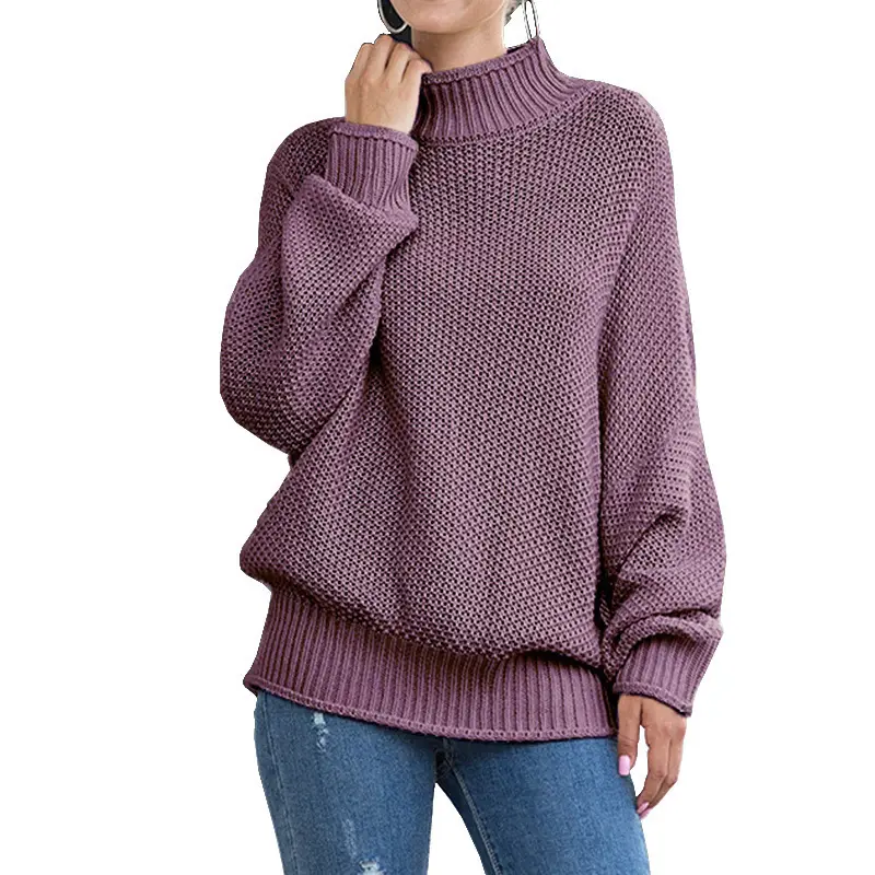 Women's Beige Curved Knit Sweater Yw1008 - Image 4