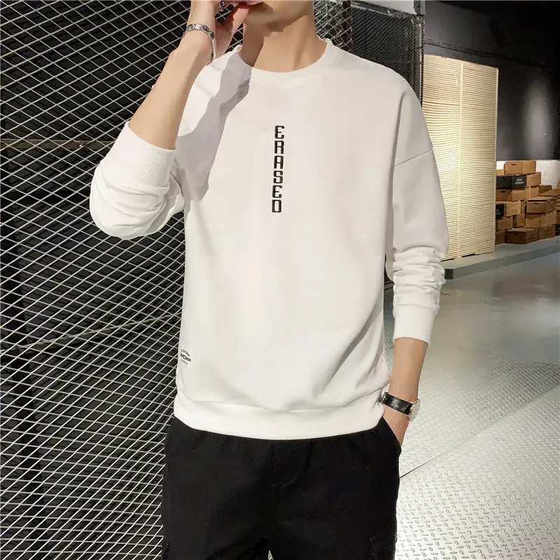 Men Black Graphic Sweatshirt Long Sleeve Casual Wear - Image 6