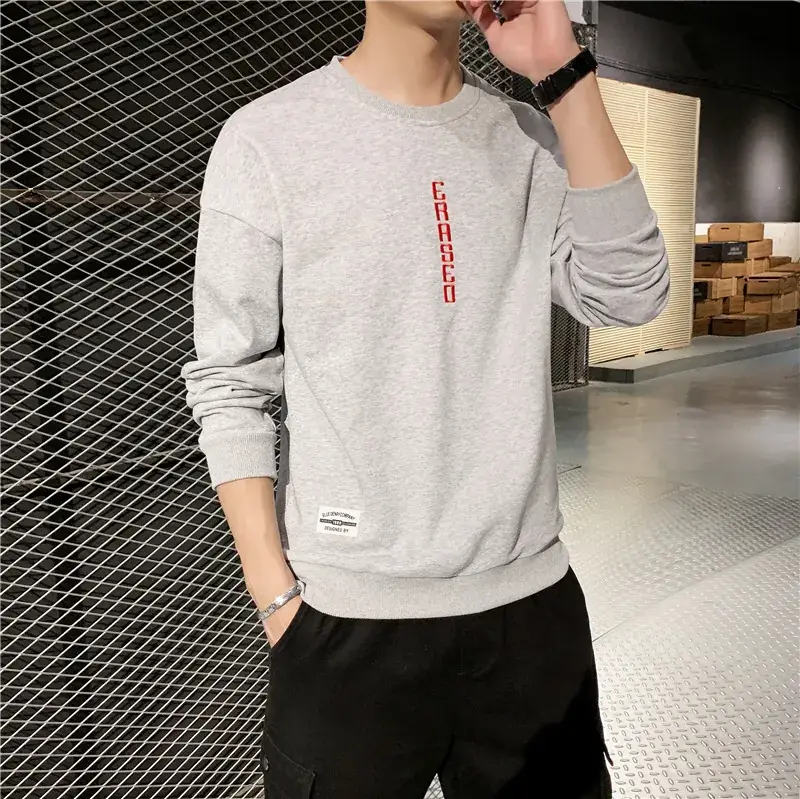 Men Black Graphic Sweatshirt Long Sleeve Casual Wear - Image 7