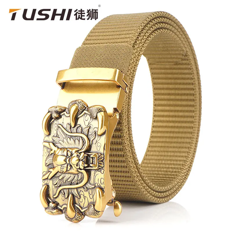 Men's Silver Dragon Logo Nylon Belt with Automatic Buckle - Image 17