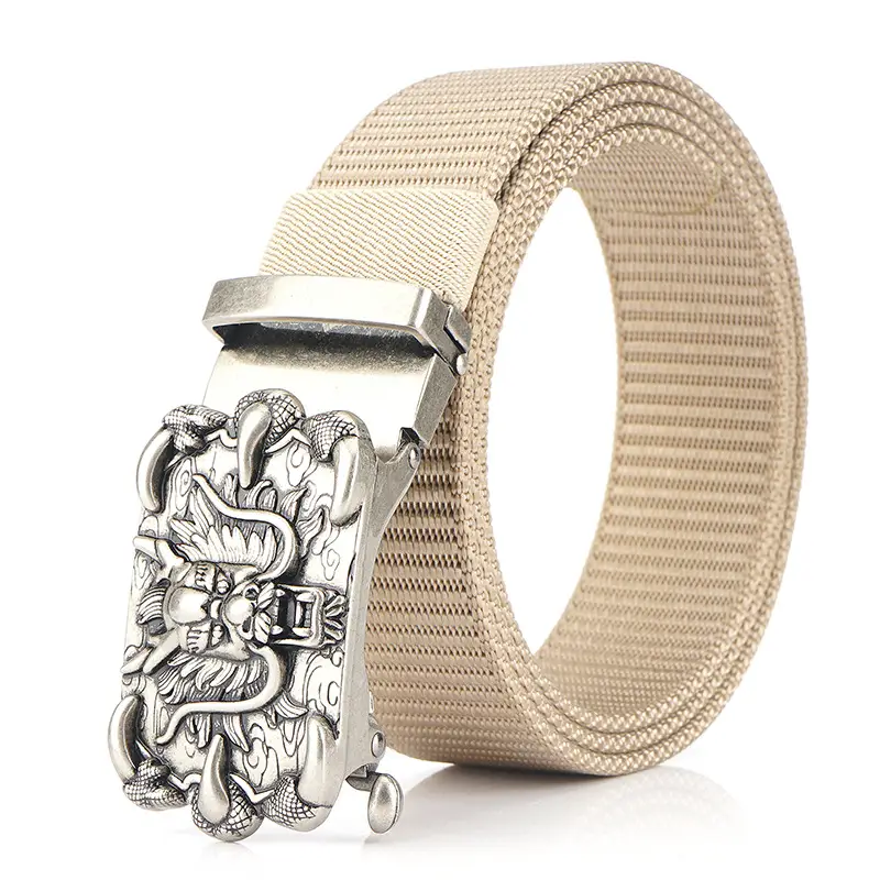 Men's Silver Dragon Logo Nylon Belt with Automatic Buckle - Image 6