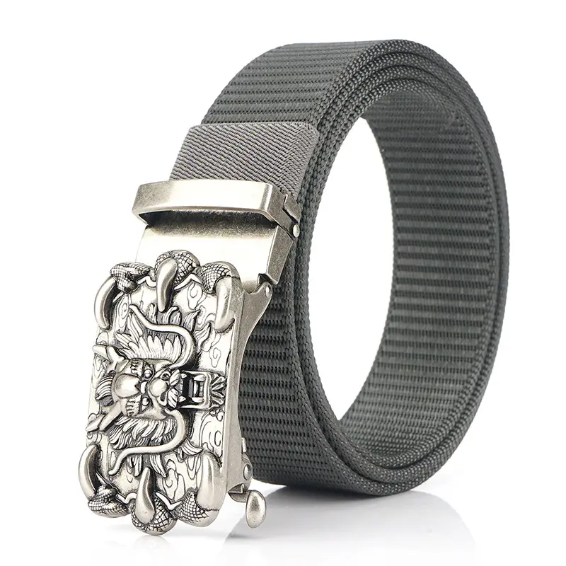 Men's Silver Dragon Logo Nylon Belt with Automatic Buckle - Image 5