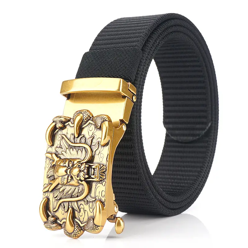 Men's Silver Dragon Logo Nylon Belt with Automatic Buckle - Image 8