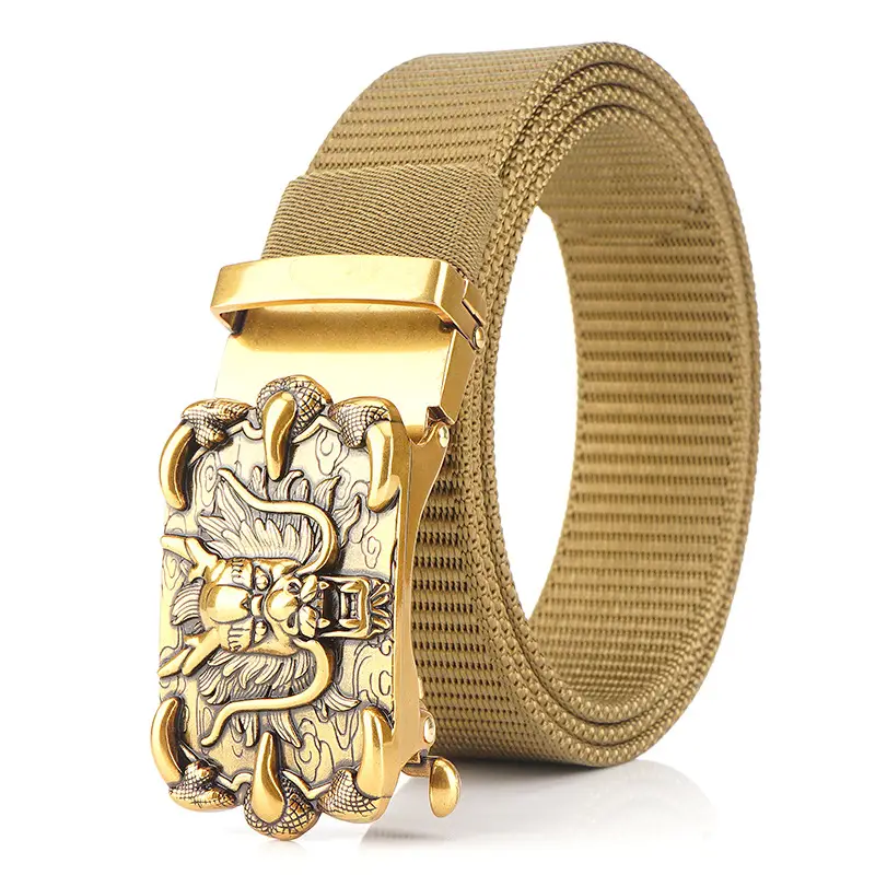 Men's Silver Dragon Logo Nylon Belt with Automatic Buckle - Image 10