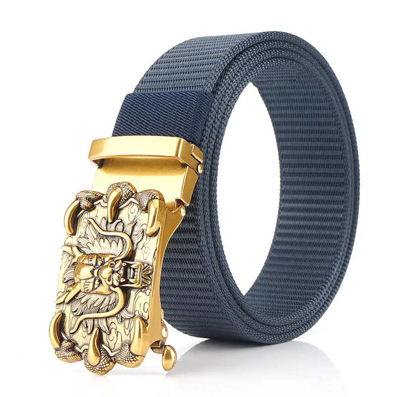 Men's Silver Dragon Logo Nylon Belt with Automatic Buckle - Image 11