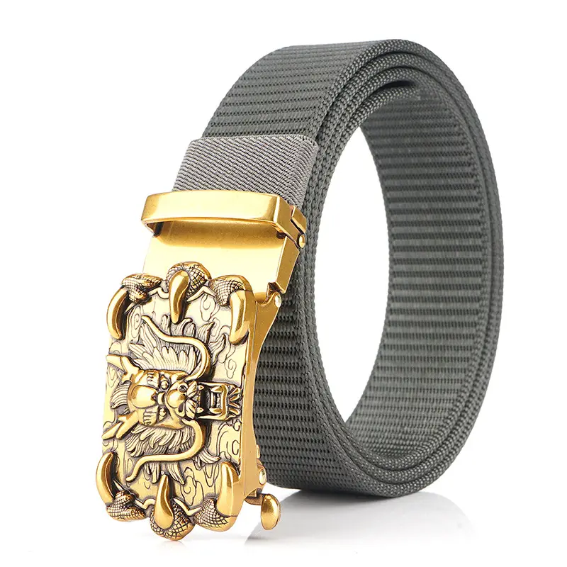 Men's Silver Dragon Logo Nylon Belt with Automatic Buckle - Image 12