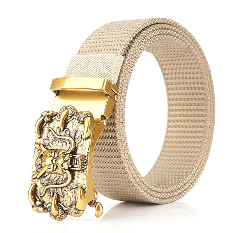 Men's Silver Dragon Logo Nylon Belt with Automatic Buckle - Image 13