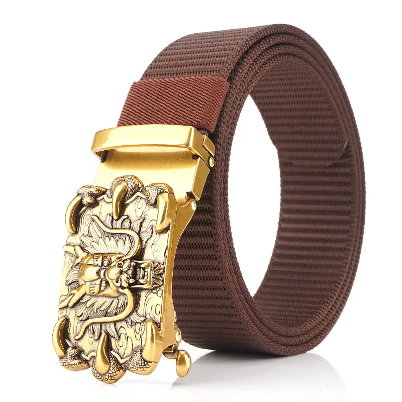 Men's Silver Dragon Logo Nylon Belt with Automatic Buckle - Image 14