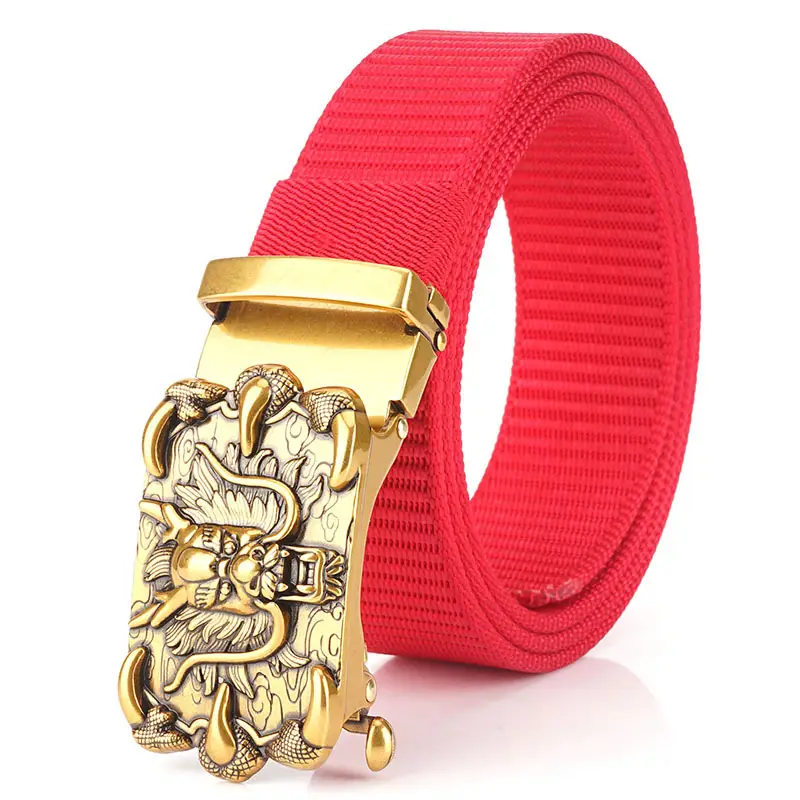Men's Silver Dragon Logo Nylon Belt with Automatic Buckle - Image 15