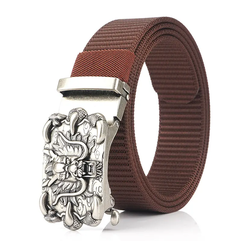 Men's Silver Dragon Logo Nylon Belt with Automatic Buckle - Image 7