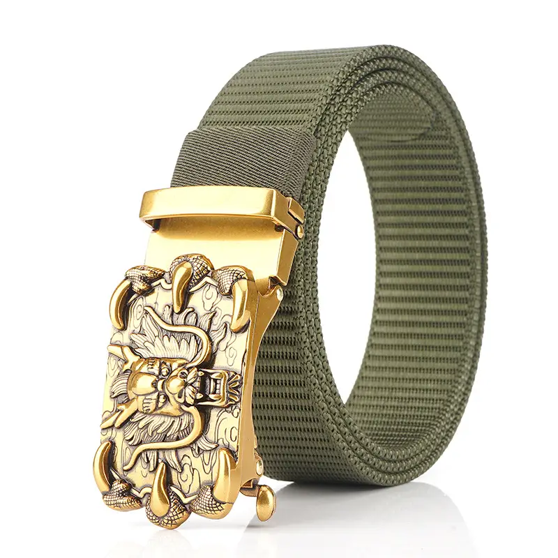 Men's Silver Dragon Logo Nylon Belt with Automatic Buckle - Image 9