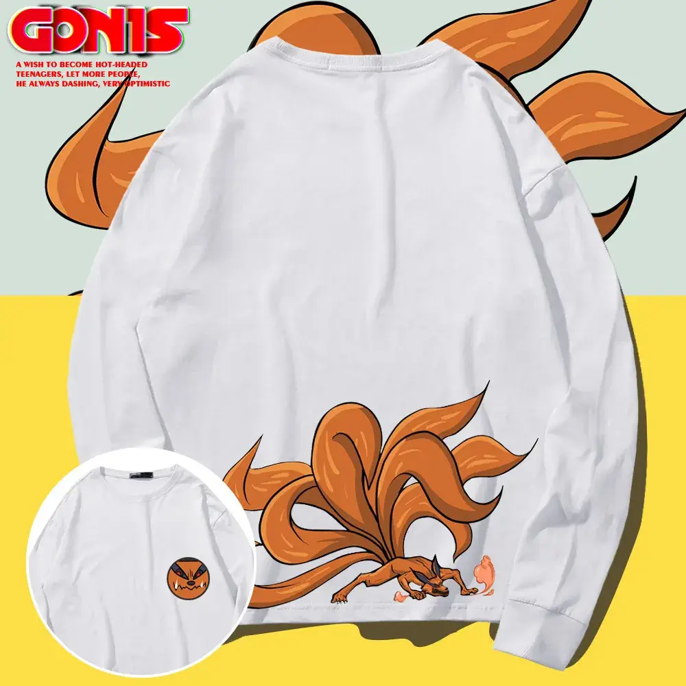 Naruto Print Long Sleeve T-Shirt Black - Image 11