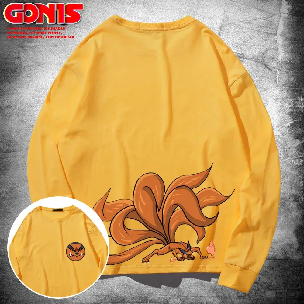 Naruto Print Long Sleeve T-Shirt Black - Image 12