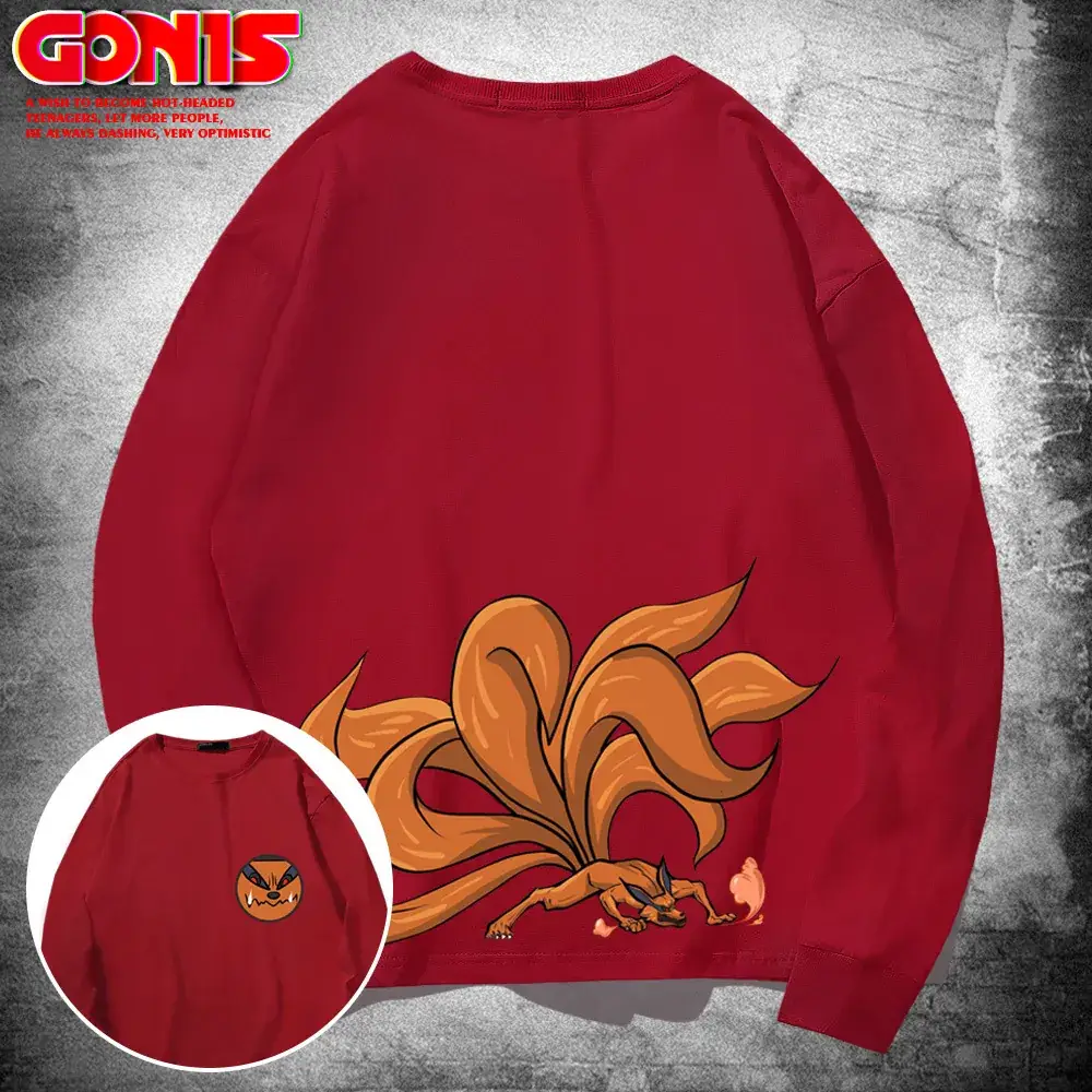 Naruto Print Long Sleeve T-Shirt Black - Image 13