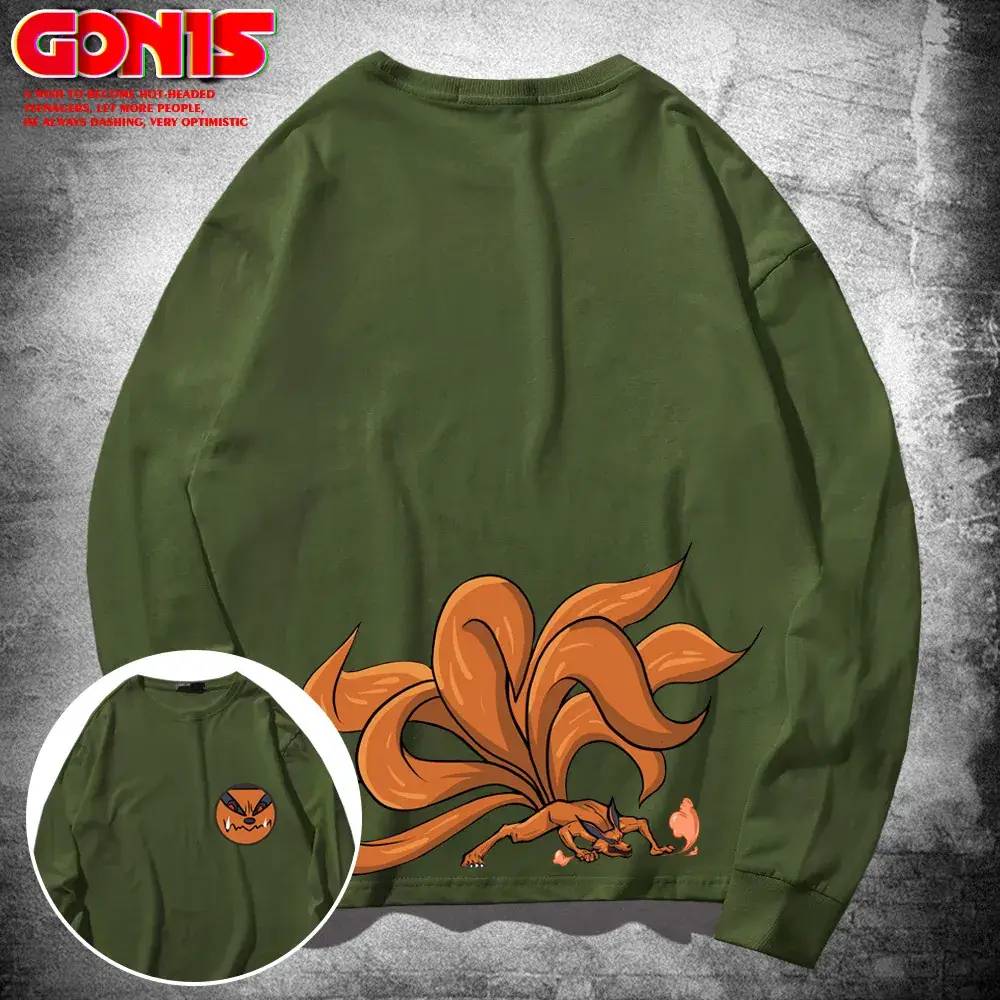 Naruto Print Long Sleeve T-Shirt Black - Image 6