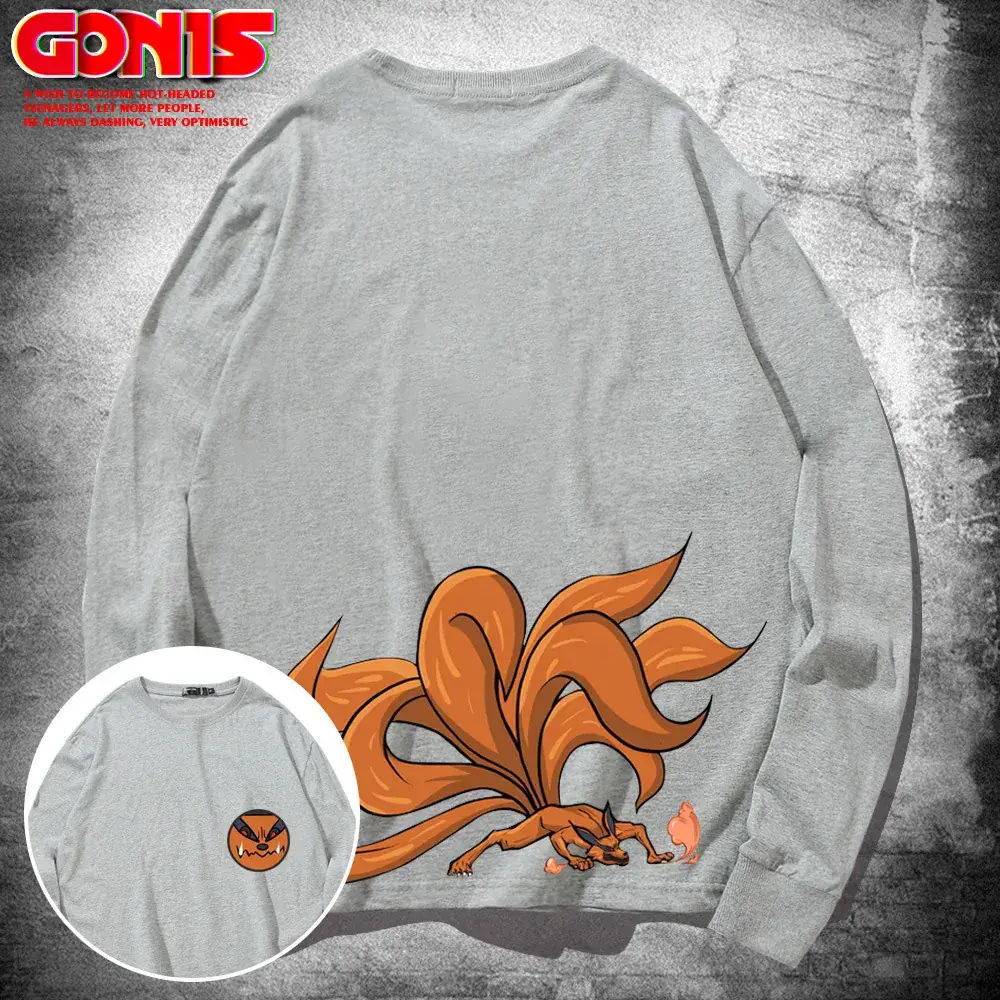 Naruto Print Long Sleeve T-Shirt Black - Image 7